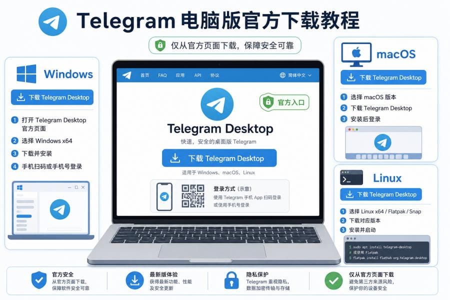 Telegram Desktop 和 Linux 下载选项