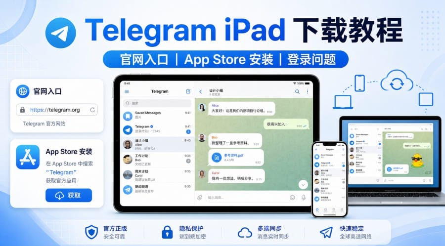 Telegram iPad 官方入口在哪里?下载、安装和登录方法说明