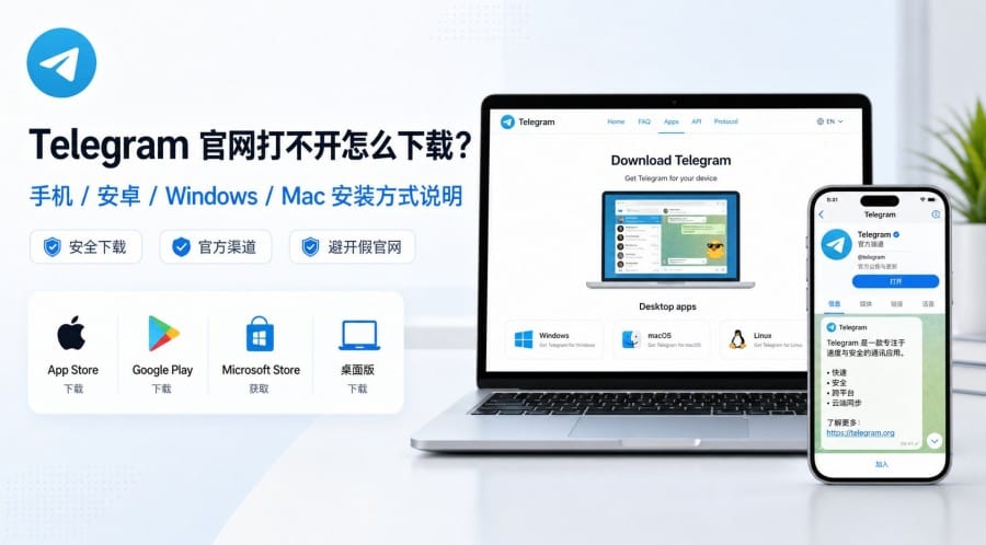 Telegram 官网打不开怎么下载?手机和电脑安装方式说明