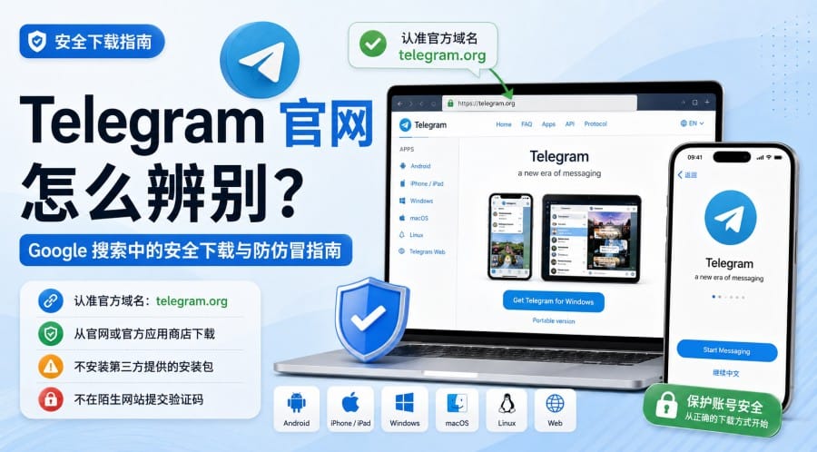 Telegram 官网怎么辨别?Google 搜索中的安全下载与防仿冒指南