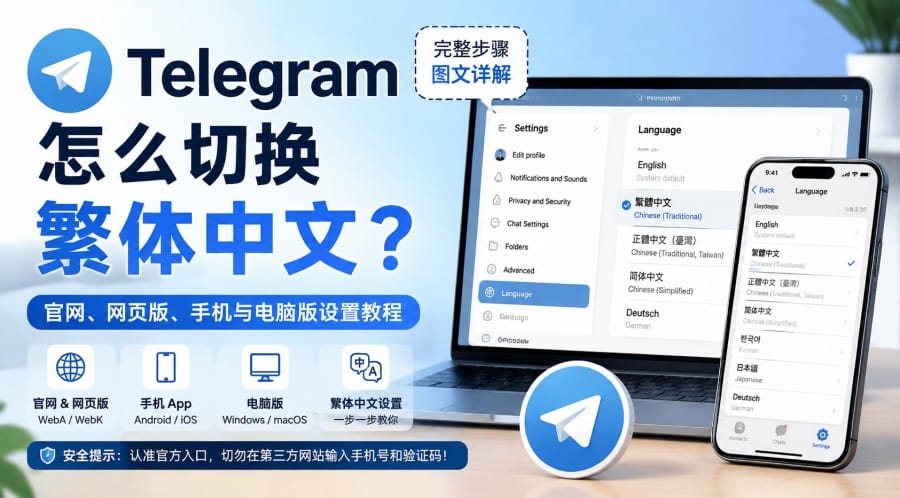 Telegram 官网怎么切换繁体中文？网页版、手机与电脑版设置方法