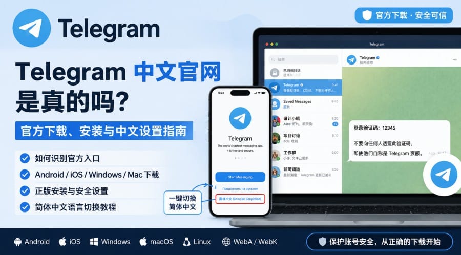 Telegram 中文官网是真的吗？官方下载入口、正版安装与中文设置