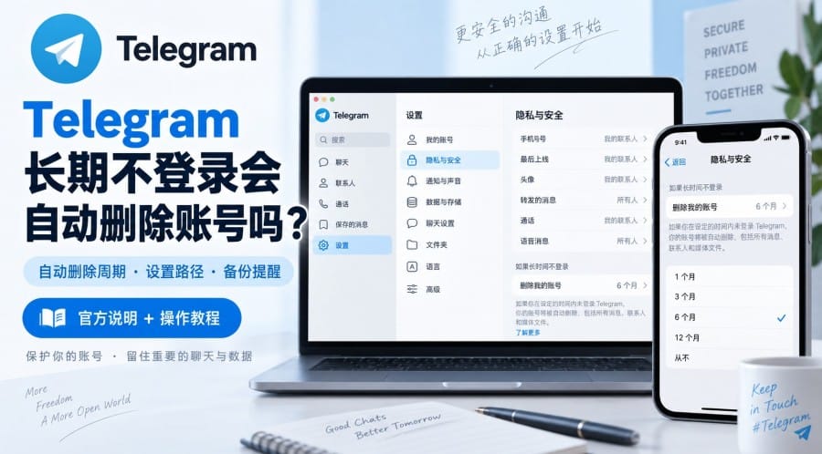 Telegram 官网长期不登录会自动删除账号吗？多久删除、如何设置